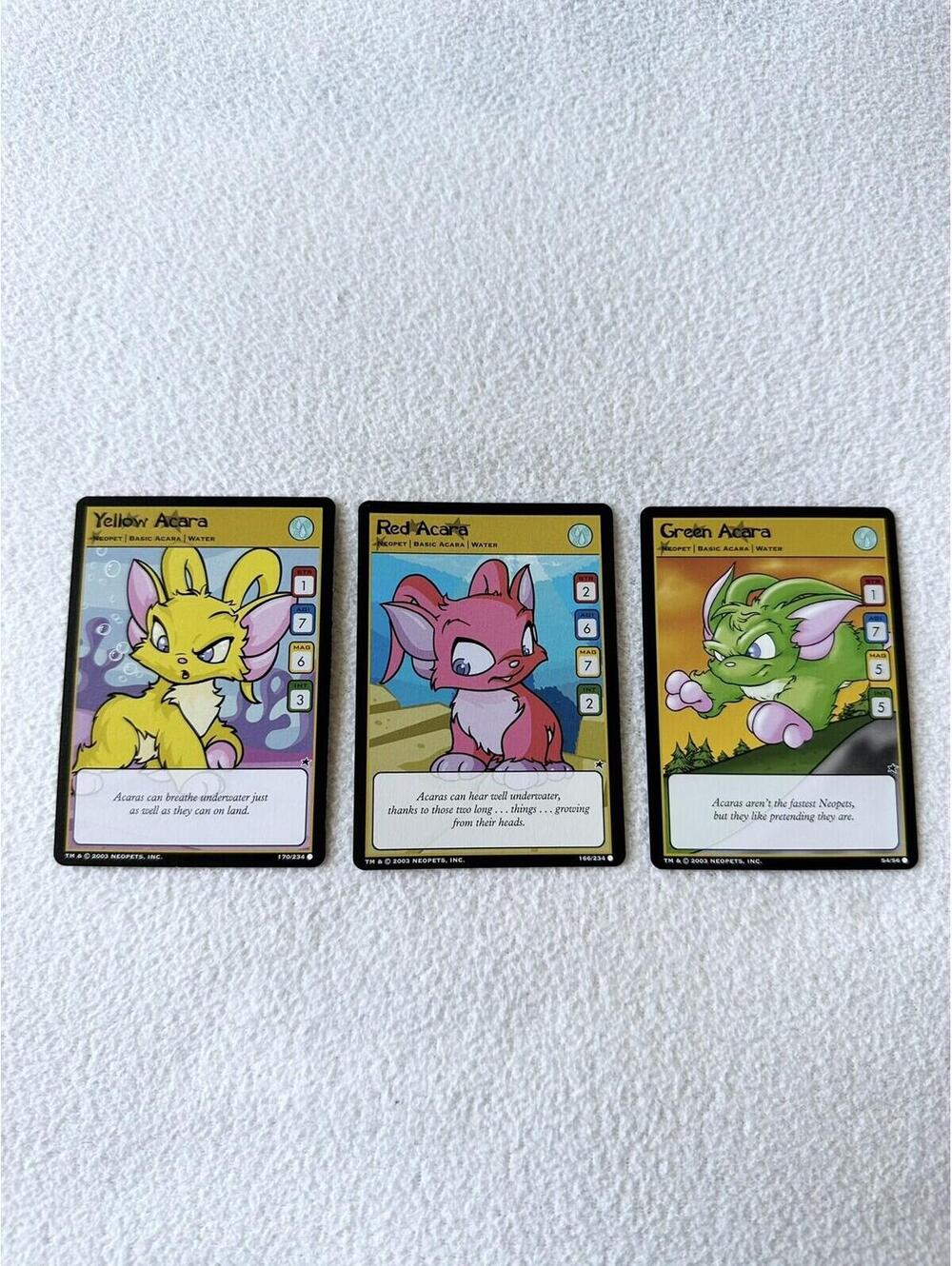 2003 Neopets TCG Acara Card Bundle of 3 Trading Cards
